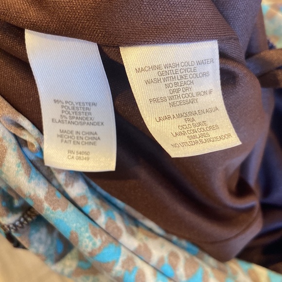 Teal brown leopard size 6 animal print sleeveless dress elastic waist - Picture 8 of 9